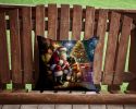 Bullmastiff and Santa Claus Throw Pillow Machine Washable, Indoor Outdoor Decorative Pillow for Couch, Bed or Patio, 14Hx14W