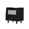 3 Pieces Bedroom Set with Queen Size Wooden Bed Frame, 1 Vintage Nightstand and 1 Makeup Vanity Set with Stool,Black (Expected Arrival Time: 08.23)