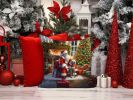 Weimaraner and Santa Claus Throw Pillow Machine Washable, Indoor Outdoor Decorative Pillow for Couch, Bed or Patio, 14Hx14W