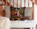 Cairn Terrier and Santa Claus Throw Pillow Machine Washable, Indoor Outdoor Decorative Pillow for Couch, Bed or Patio, 14Hx14W