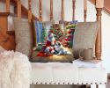 Great Pyrenees and Santa Claus Throw Pillow Machine Washable, Indoor Outdoor Decorative Pillow for Couch, Bed or Patio, 14Hx14W