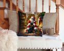 Labrador Retriever and Santa Claus Throw Pillow Machine Washable, Indoor Outdoor Decorative Pillow for Couch, Bed or Patio, 14Hx14W