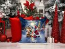 Chow Chow and Santa Claus Throw Pillow Machine Washable, Indoor Outdoor Decorative Pillow for Couch, Bed or Patio, 14Hx14W