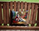 Great Pyrenees and Santa Claus Throw Pillow Machine Washable, Indoor Outdoor Decorative Pillow for Couch, Bed or Patio, 14Hx14W