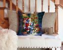 Alaskan Malamute and Santa Claus Throw Pillow Machine Washable, Indoor Outdoor Decorative Pillow for Couch, Bed or Patio, 14Hx14W