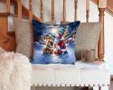 Chow Chow and Santa Claus Throw Pillow Machine Washable, Indoor Outdoor Decorative Pillow for Couch, Bed or Patio, 14Hx14W