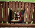 Leonberger and Santa Claus Throw Pillow Machine Washable, Indoor Outdoor Decorative Pillow for Couch, Bed or Patio, 14Hx14W