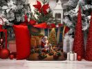 Cairn Terrier and Santa Claus Throw Pillow Machine Washable, Indoor Outdoor Decorative Pillow for Couch, Bed or Patio, 14Hx14W