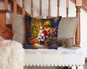 Maltese and Santa Claus Throw Pillow Machine Washable, Indoor Outdoor Decorative Pillow for Couch, Bed or Patio, 14Hx14W