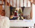 NEW Bull Terrier and Santa Claus Throw Pillow Machine Washable, Indoor Outdoor Decorative Pillow for Couch, Bed or Patio, 14Hx14W