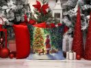 Dachshund and Santa Claus Throw Pillow Machine Washable, Indoor Outdoor Decorative Pillow for Couch, Bed or Patio, 14Hx14W