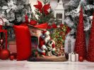 Norwegian Elkhound and Santa Claus Throw Pillow Machine Washable, Indoor Outdoor Decorative Pillow for Couch, Bed or Patio, 14Hx14W