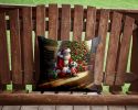 French Bulldog and Santa Claus Throw Pillow Machine Washable, Indoor Outdoor Decorative Pillow for Couch, Bed or Patio, 14Hx14W