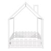 (Slats are not included) Full Size Wood Bed House Bed Frame with Fence,for Kids,Teens,Girls,Boys (White )(OLD SKU:WF281294AAK)