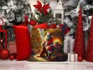 Irish Setter and Santa Claus Throw Pillow Machine Washable, Indoor Outdoor Decorative Pillow for Couch, Bed or Patio, 14Hx14W