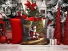 French Bulldog and Santa Claus Throw Pillow Machine Washable, Indoor Outdoor Decorative Pillow for Couch, Bed or Patio, 14Hx14W