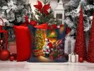 Maltese and Santa Claus Throw Pillow Machine Washable, Indoor Outdoor Decorative Pillow for Couch, Bed or Patio, 14Hx14W