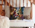 Bullmastiff and Santa Claus Throw Pillow Machine Washable, Indoor Outdoor Decorative Pillow for Couch, Bed or Patio, 14Hx14W