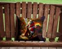 Irish Setter and Santa Claus Throw Pillow Machine Washable, Indoor Outdoor Decorative Pillow for Couch, Bed or Patio, 14Hx14W