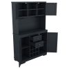 Coffee Bar Cabinet Kitchen Cabinet with Storage, Farmhouse Wine Cabinet with Drawers shelves and cabinets, Buffet Cabinet Wine & Glass Racks for Dinin