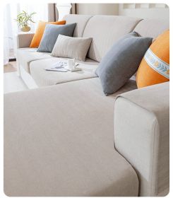 Chenille sofa cover, all season universal elastic full package, 2024 new dust-proof cat scratch herringbone pattern sofa cover (Color: Wheat ear rice, size: Pillow cover 45 * 45cm)