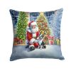 Boston Terrier and Santa Claus Throw Pillow Machine Washable, Indoor Outdoor Decorative Pillow for Couch, Bed or Patio, 14Hx14W