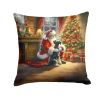 Schnauzer and Santa Claus Throw Pillow Machine Washable, Indoor Outdoor Decorative Pillow for Couch, Bed or Patio, 14Hx14W