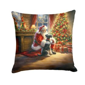 Schnauzer and Santa Claus Throw Pillow Machine Washable, Indoor Outdoor Decorative Pillow for Couch, Bed or Patio, 14Hx14W (Default: Default)