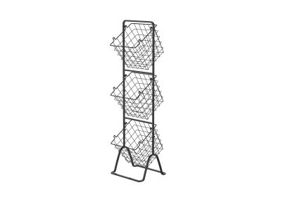 Oceanstar 3-Tier Metal Wire Storage Basket Stand with Removable Baskets – Black (3FBS1842: 3FBS1842)