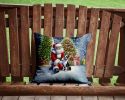 Boston Terrier and Santa Claus Throw Pillow Machine Washable, Indoor Outdoor Decorative Pillow for Couch, Bed or Patio, 14Hx14W