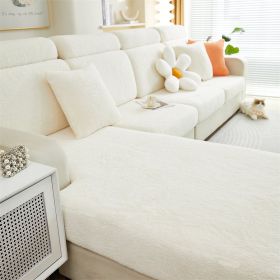 1 Pc Solid Color Thick Double-sided Comfortable Cotton Velvet Anti Fouling, Wear-resistant, Anti Slip Sofa Pad Winter Sofa Cushion Cover All Inclusive (Color: White, size: Single seat)