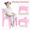Kids Vanity Table and Chair Set with Shelves Drawer and Cabinet