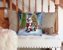 Boston Terrier and Santa Claus Throw Pillow Machine Washable, Indoor Outdoor Decorative Pillow for Couch, Bed or Patio, 14Hx14W
