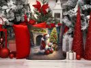 Westie and Santa Claus Throw Pillow Machine Washable, Indoor Outdoor Decorative Pillow for Couch, Bed or Patio, 14Hx14W