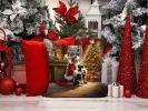 Schnauzer and Santa Claus Throw Pillow Machine Washable, Indoor Outdoor Decorative Pillow for Couch, Bed or Patio, 14Hx14W